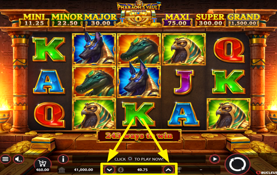 Pharaohs Vault Hold and Win DETERMINE YOUR STAKE.