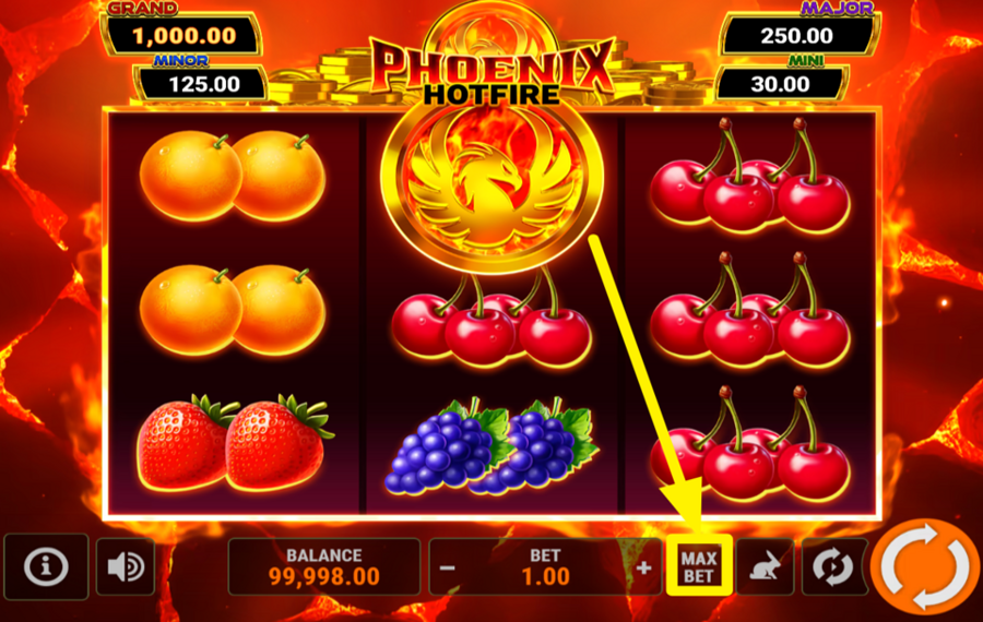 Phoenix Hotfire Hold and Win 3x3 ACTIVATE THE ULTIMATE WAGER LEVEL.