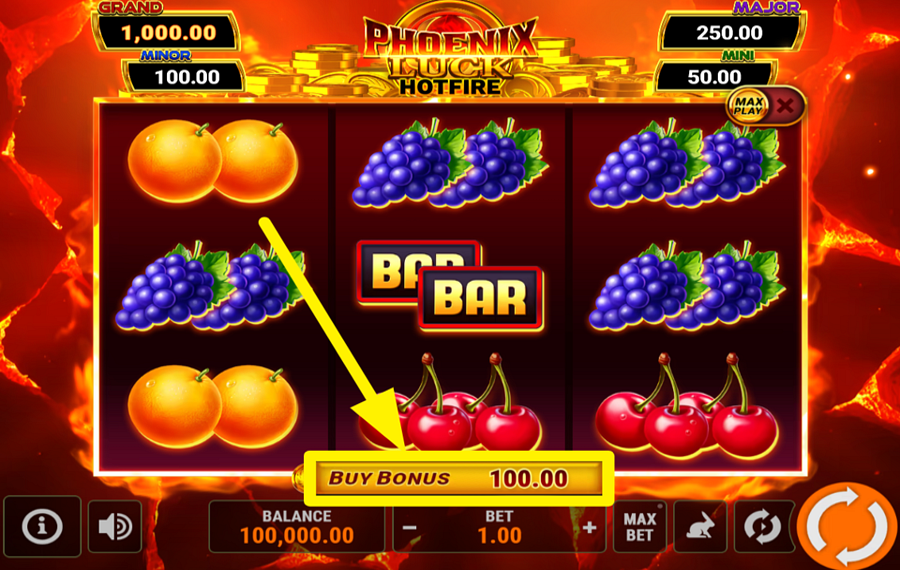 Phoenix Luck Hotfire Hold and Win Buy Bonus DÉBLOQUEZ LE JEU BONUS.