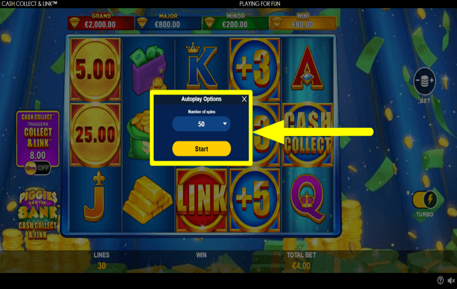 Piggies and the Bank Cash Collect and Link AUTOMATISCH DREHEN.