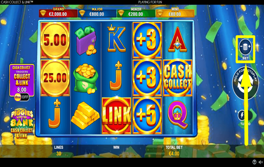 Piggies and the Bank Cash Collect and Link FESTLEGEN SIE IHREN EINSATZ.