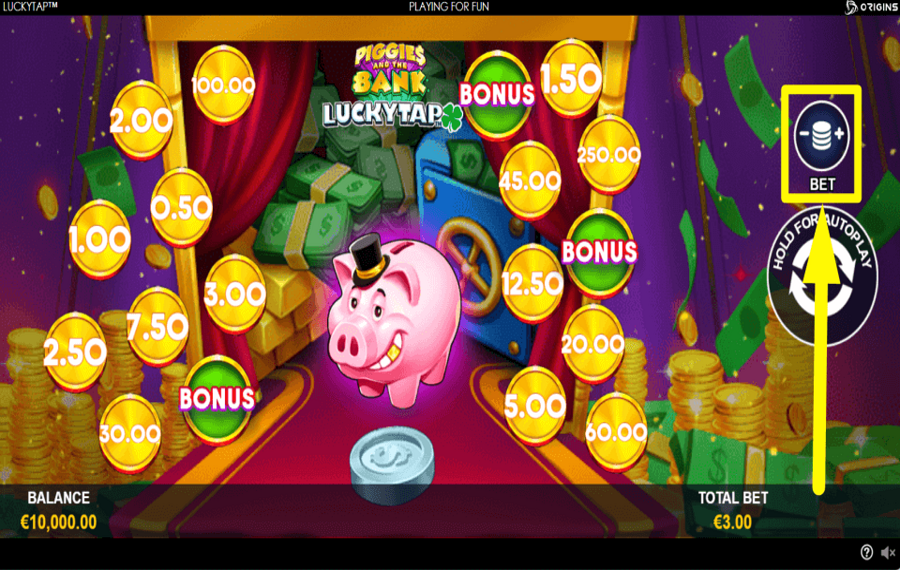 Piggies and the Bank LuckyTap DETERMINA LA TUA PUNTATA.