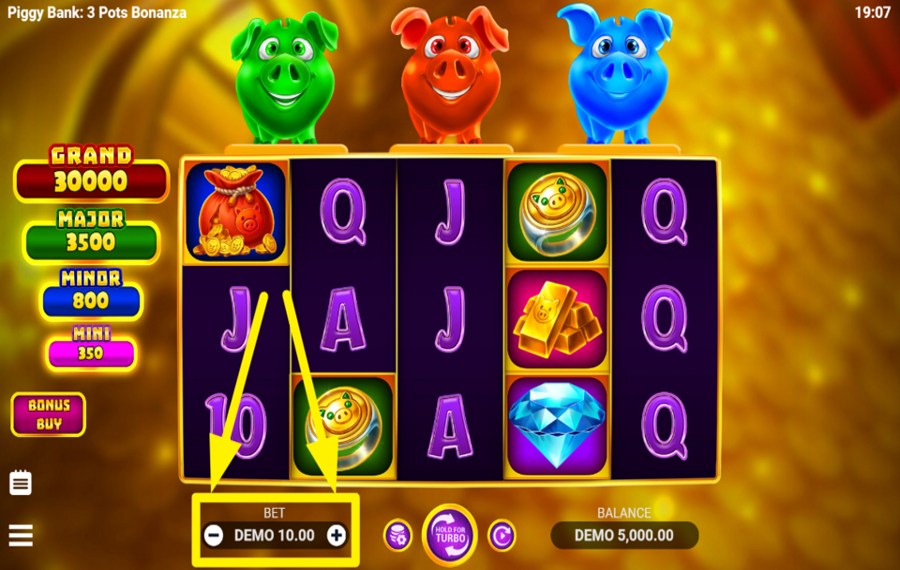 Piggy Bank 3 Pots Bonanza CHOOSE A BET AMOUNT.