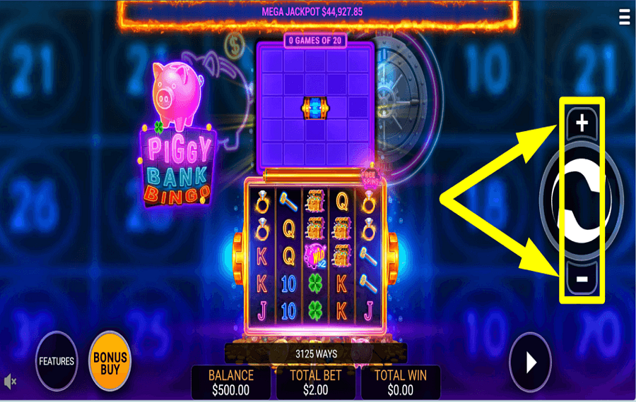 Piggy Bank Bingo SELECT YOUR STAKE.
