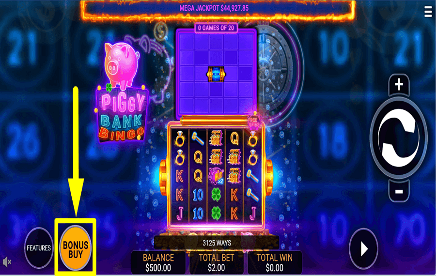 Piggy Bank Bingo SHOP FOR FEATURES.