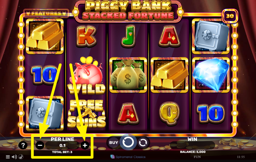 Piggy Bank Stacked Fortune PASSEN SIE IHREN EINSATZ PRO LINIE AN.