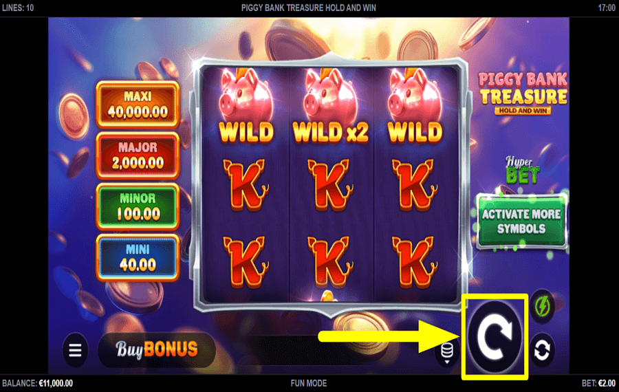 Piggy Bank Treasure Hold and Win SPIN FOR REWARDS.