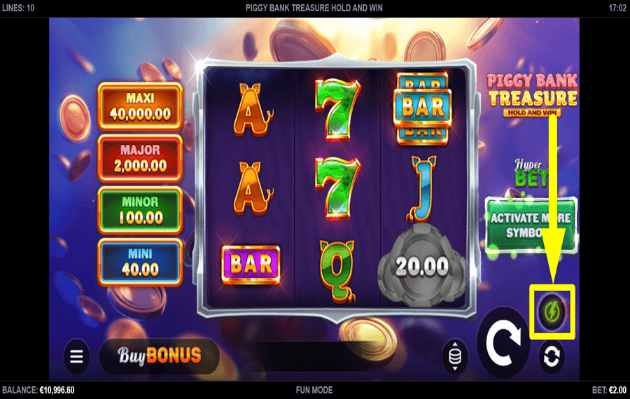 Piggy Bank Treasure Hold and Win STEP UP THE PACE.