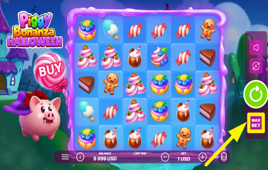 Piggy Bonanza Halloween SET THE MAXIMUM STAKE.