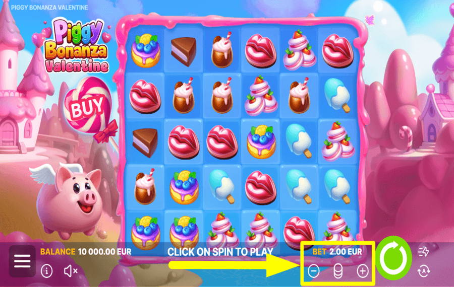 Piggy Bonanza Valentine CAST YOUR BET.