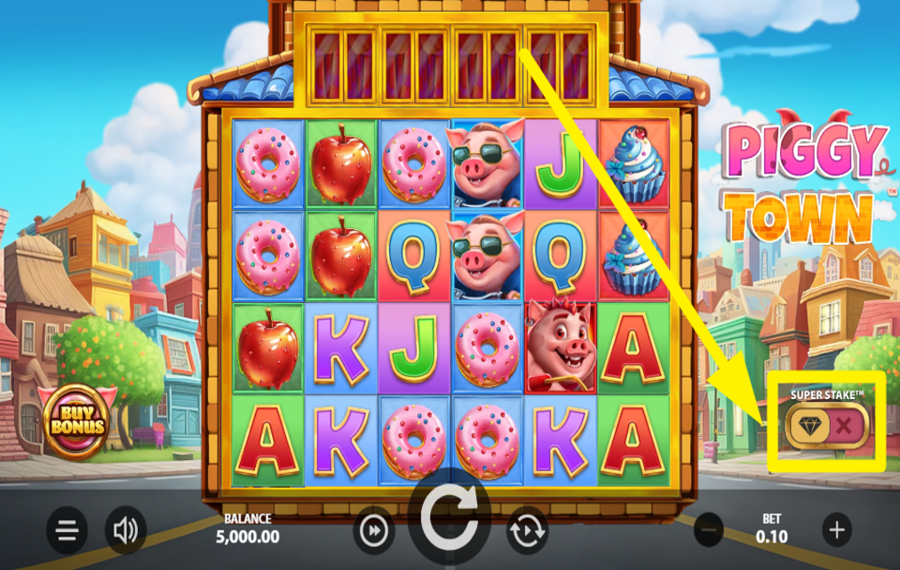 Piggy Town TURN ON SUPER STAKE.