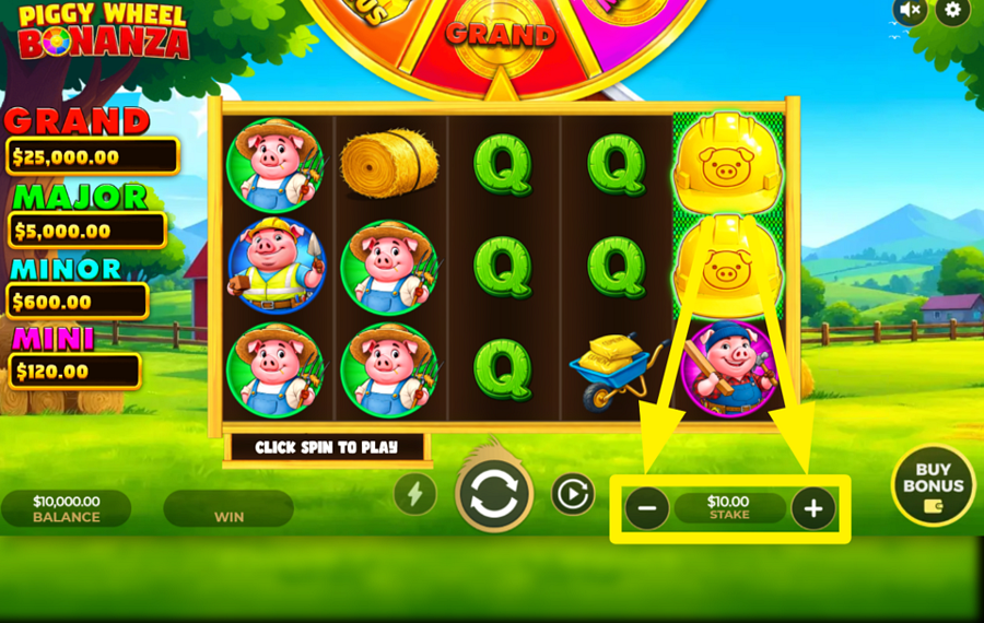 Piggy Wheel Bonanza SELECT A BET AMOUNT.