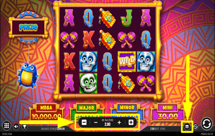 Pinata Go Go DETERMINE YOUR WAGER.