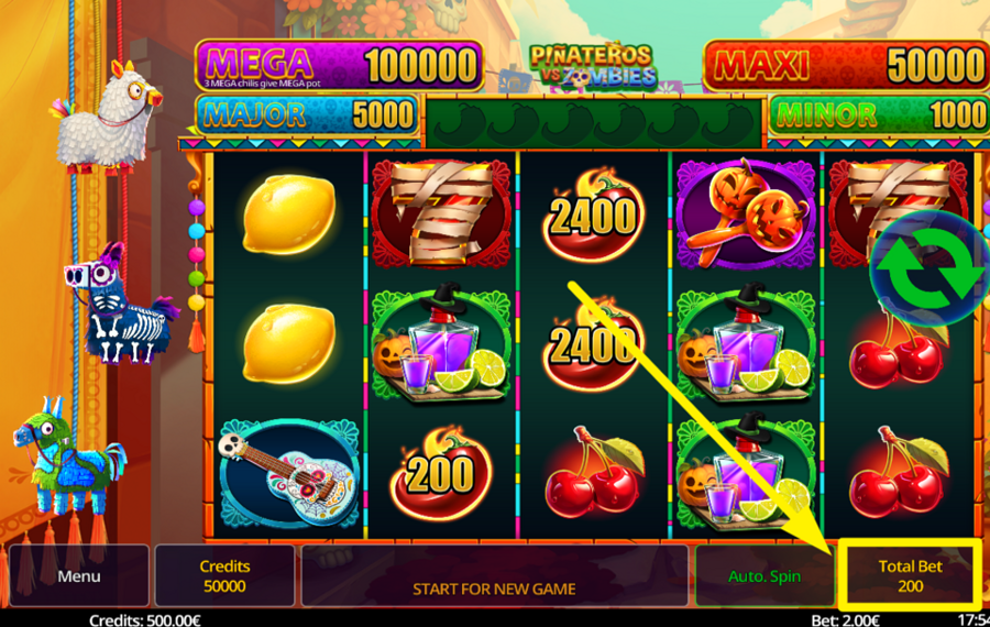 Pinateros Vs Zombies ВЫБЕРИТЕ СУММУ СТАВКИ.