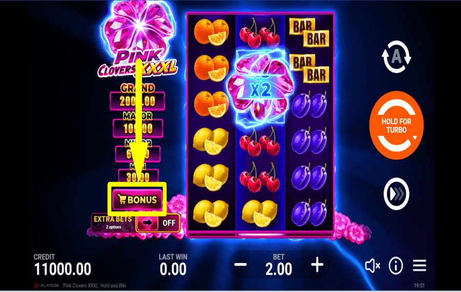 Pink Clovers XXXL Hold and Win ACQUÉRIR DES BONUS.