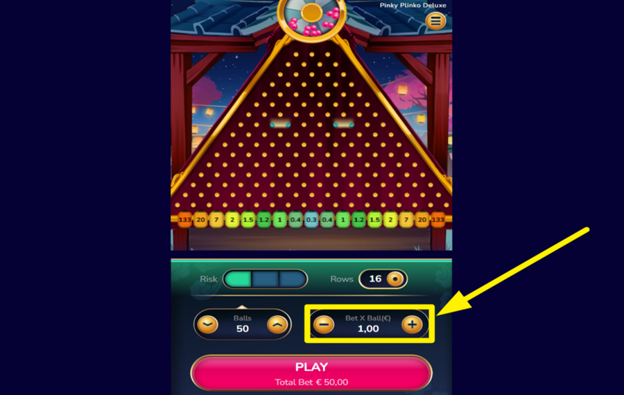 Pinky Plinko Deluxe CHOISISSEZ VOTRE PARI.