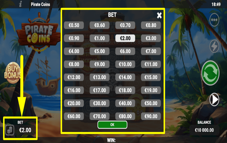 Pirate Coins ВЫБЕРИТЕ СТАВКУ.