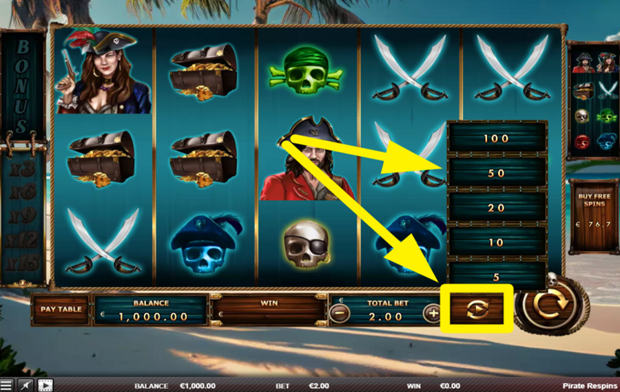 Pirate Respins АКТИВИРУЙТЕ АВТОМАТИЧЕСКИЙ ОТЖИМ.