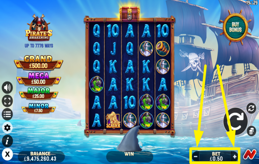 Pirates Awakening CHOOSE THE TOTAL BET.