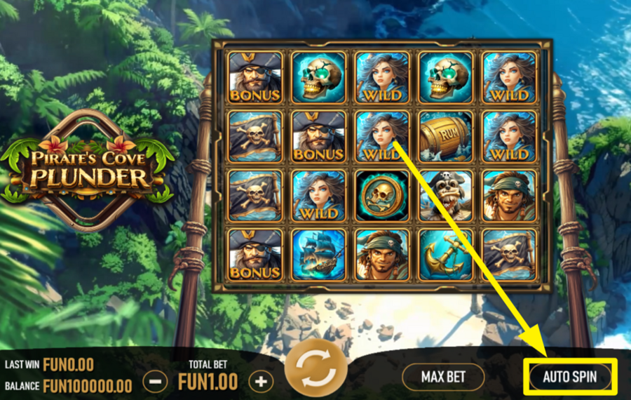 Pirates Cove Plunder USE AUTOMATED SPINS.