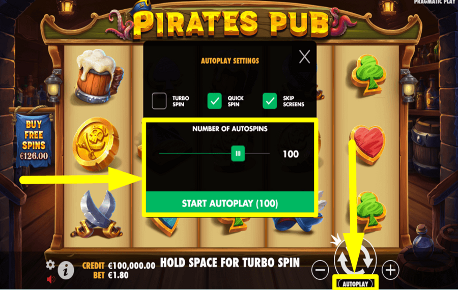 Pirates Pub ALLOW AUTOMATIC SPINS.