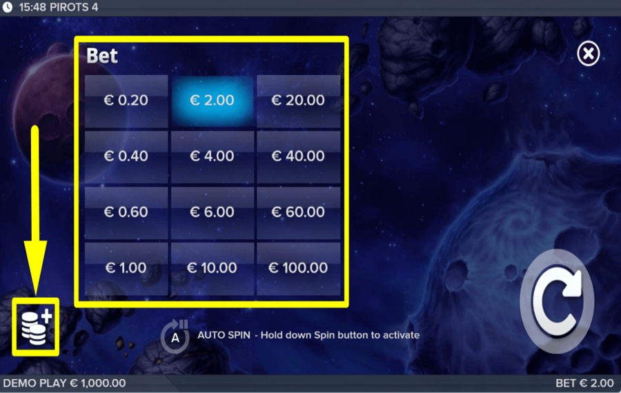 Pirots 4 ВЫБЕРИТЕ СВОЮ СТАВКУ.