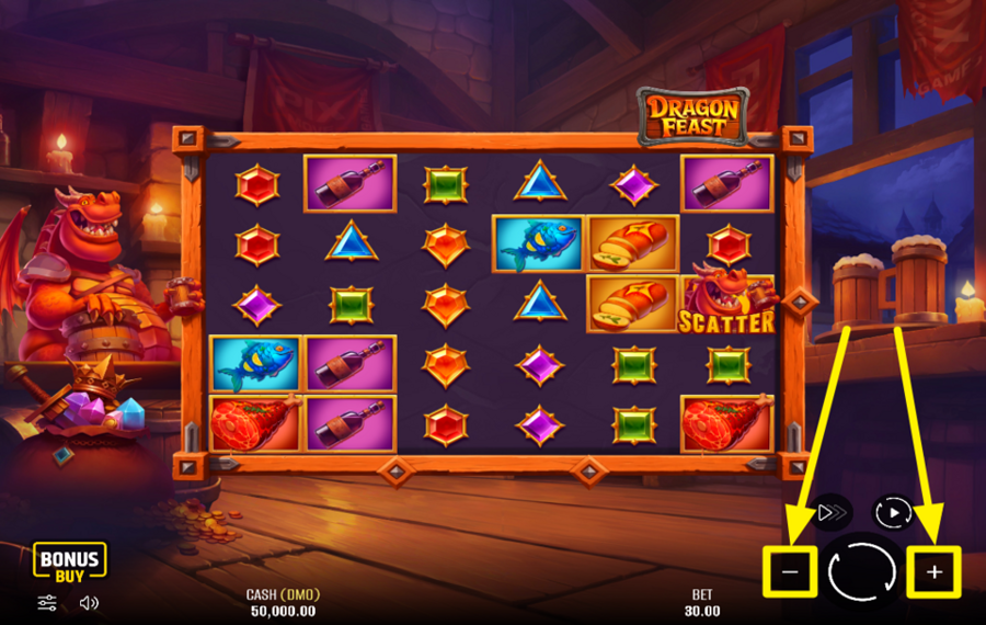 Pixmove Dragon Feast AJUSTEZ VOTRE MISE.