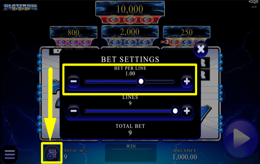 Platinum 8x8x8x Weisen Sie den Einsatzwert zu.