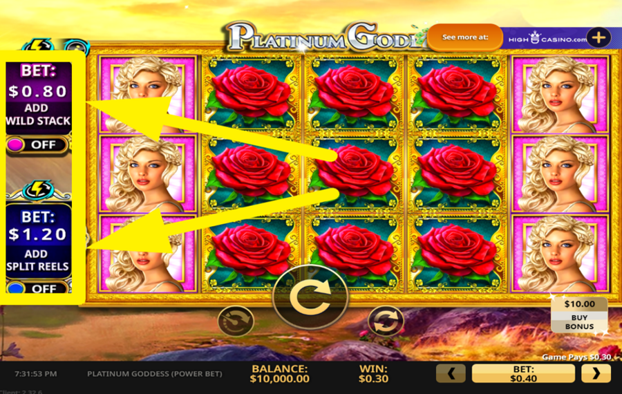 Platinum Goddess Power Bet ACTIVATE POWER BET.