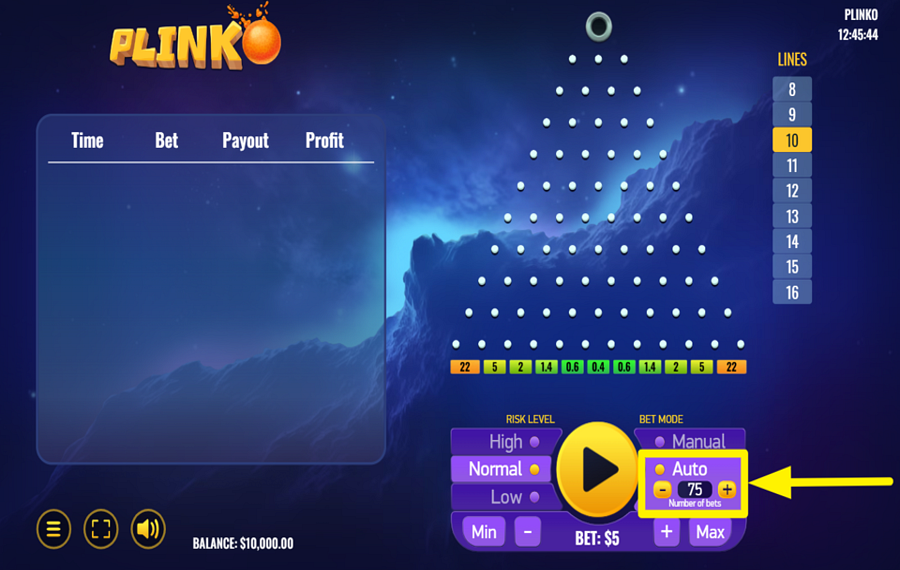 Platipus Gaming Plinko UTILICE RONDAS AUTOMATIZADAS.