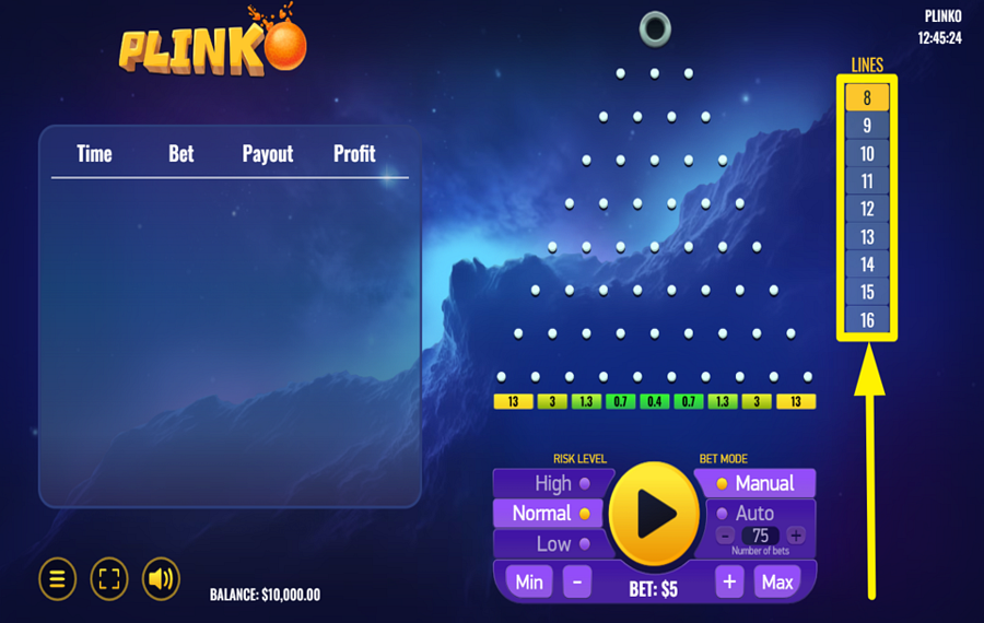 Platipus Gaming Plinko ELIGE LAS LINEAS.