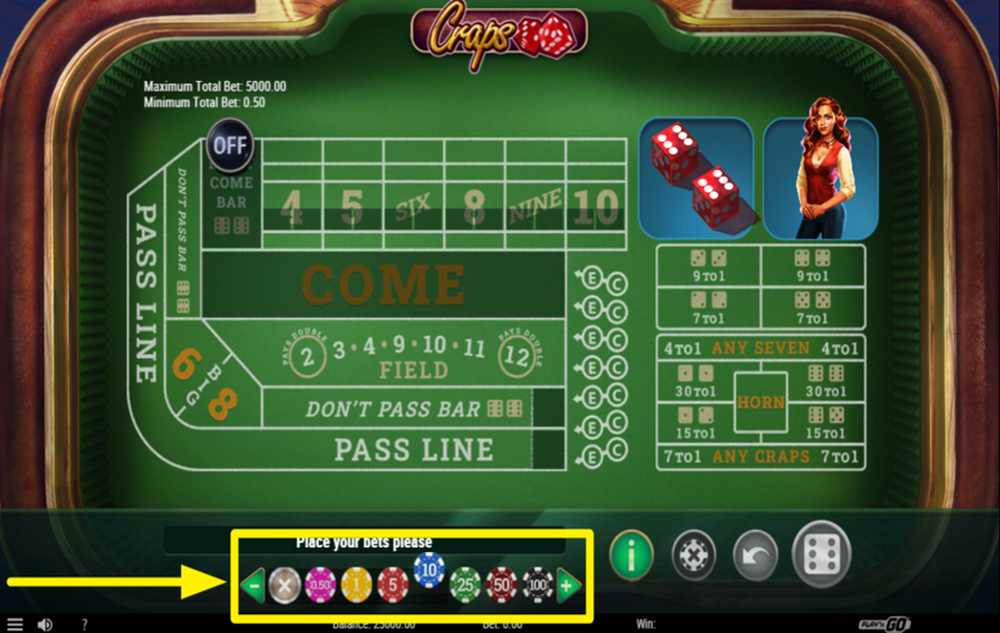 Play n GO Craps CHOOSE A BET AMOUNT.
