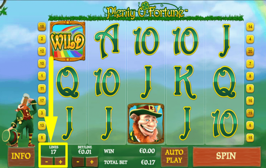 Plenty O Fortune УСТАНОВИТЕ ЛИНИИ ВЫПЛАТ.