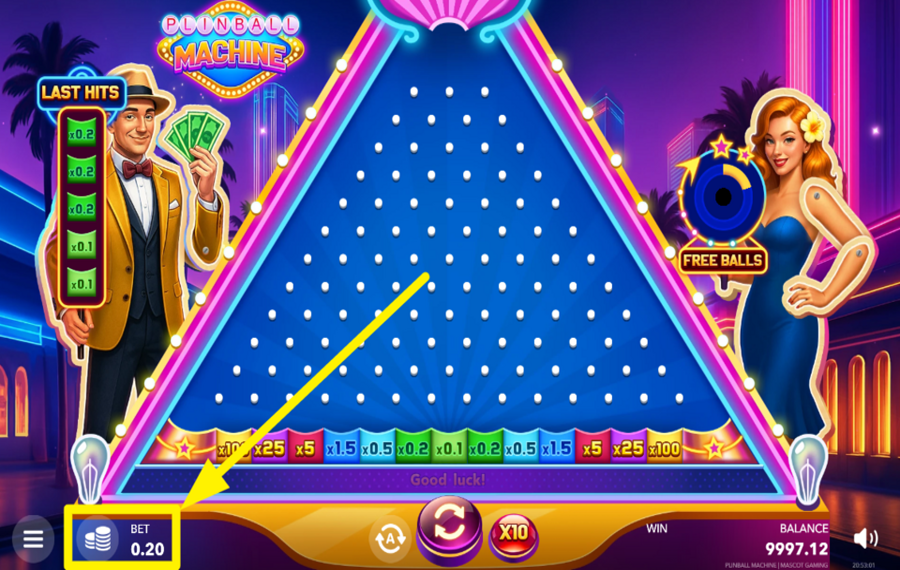 Plinball Machine SCEGLI L'IMPORTO DELLA TUA SCOMMESSA.