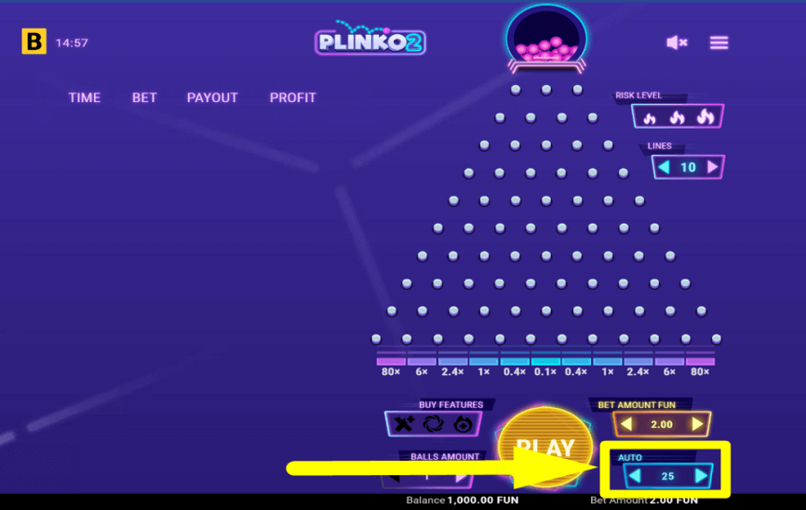 Plinko 2 ACTIVER LA LECTURE AUTOMATIQUE.