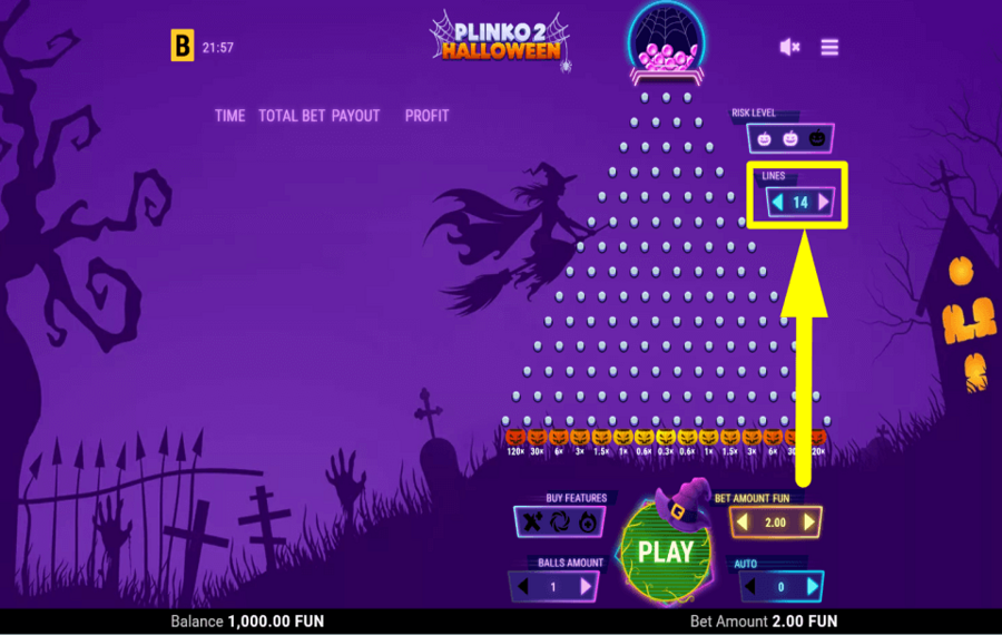 Plinko 2 Halloween ASIGNAR LAS LÍNEAS DE PAGO.