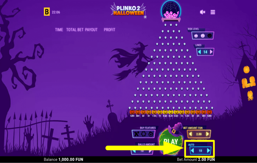 Plinko 2 Halloween ACTIVAR REPRODUCCIÓN AUTOMÁTICA.