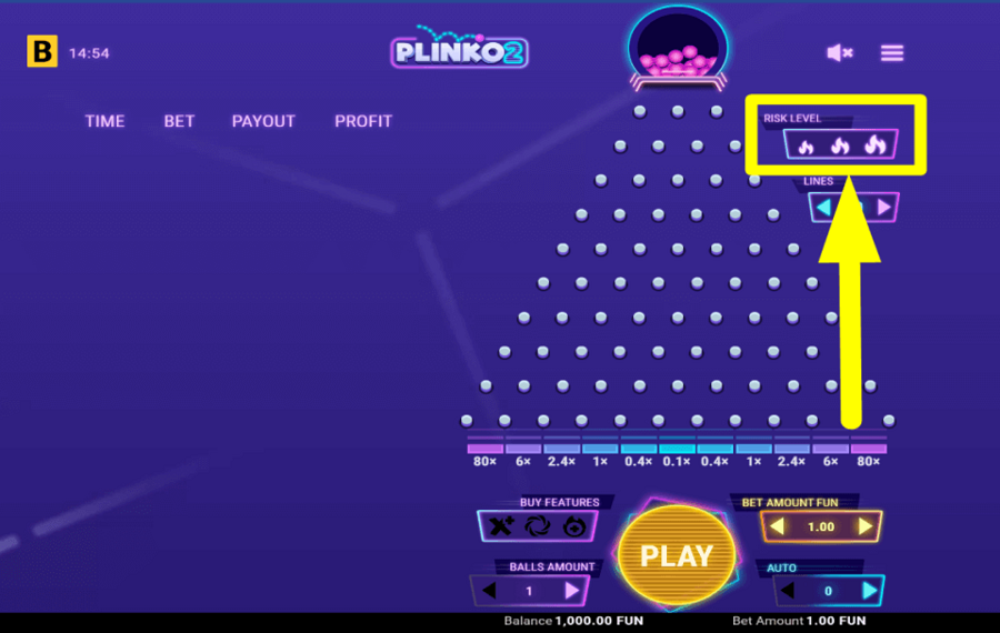 Plinko 2 ÉVALUER LE NIVEAU DE RISQUE.