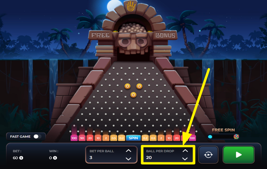 Plinko AZTEC ОПРЕДЕЛИТЕ КОЛИЧЕСТВО ШАРОВ.