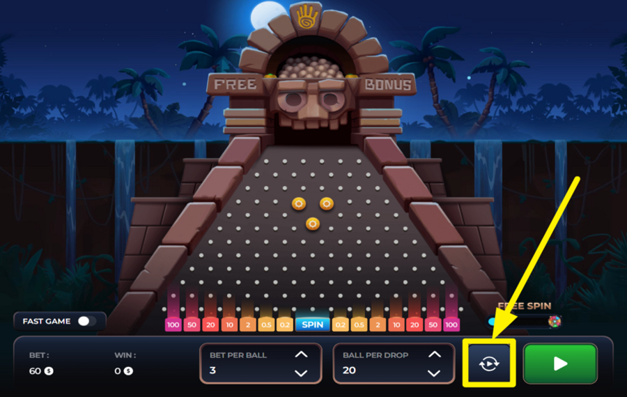 Plinko AZTEC ВКЛЮЧИТЬ АВТОВОСПРОИЗВЕДЕНИЕ.