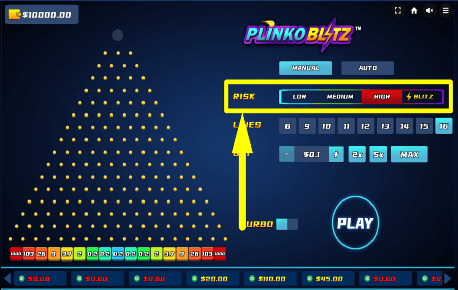 Plinko Blitz PIANIFICA IL RISCHIO.
