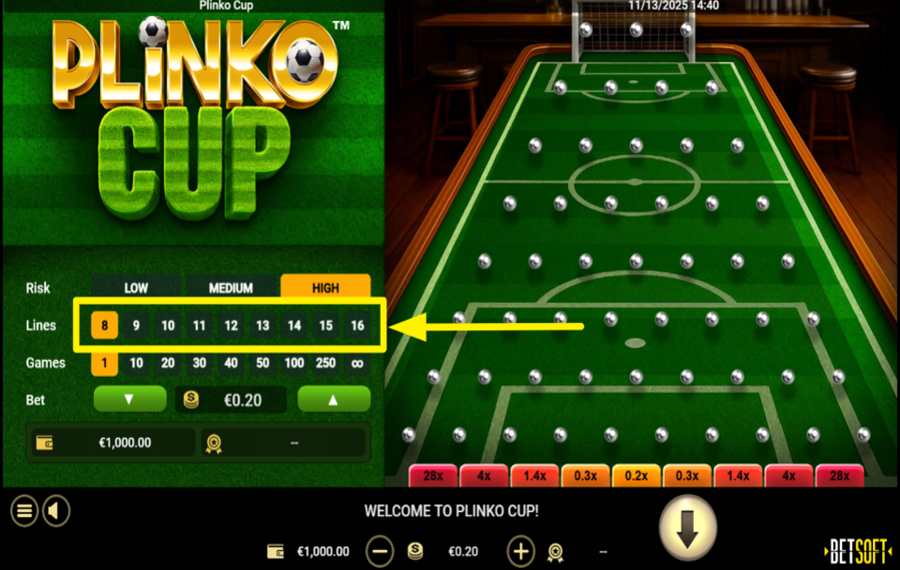 Plinko Cup PICK YOUR LINE COUNT.