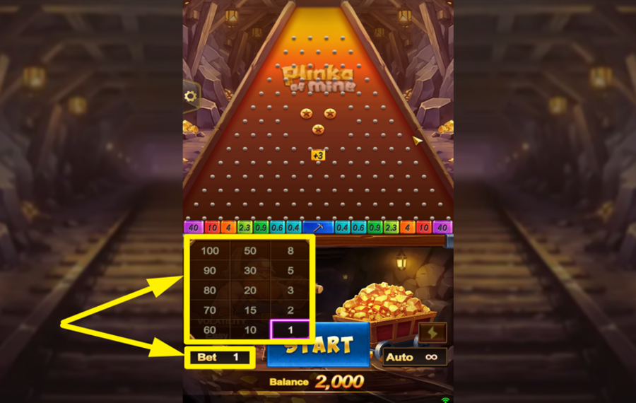 Plinko of Mine SELECT A BET AMOUNT.