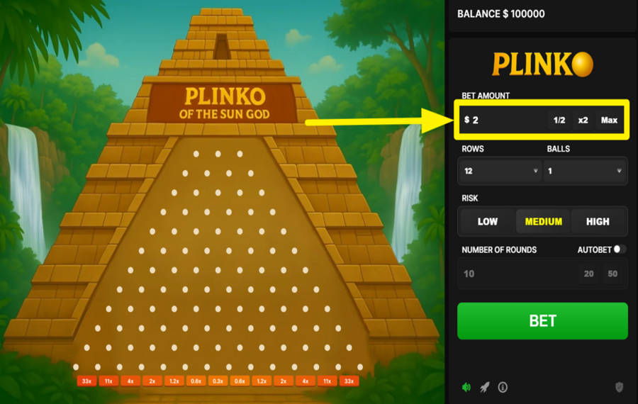 Plinko of the Sun God FAITES VOTRE PARI.