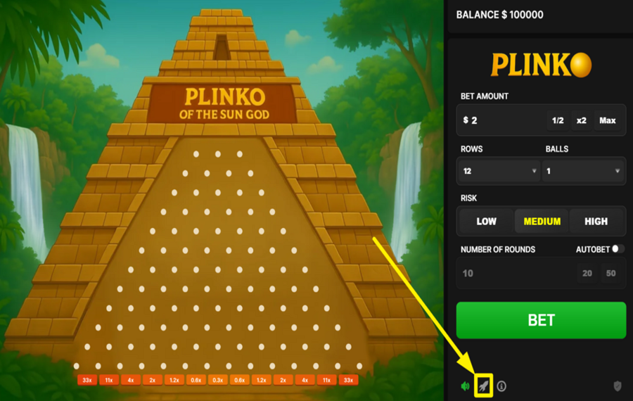 Plinko of the Sun God CHANGEZ LA VITESSE.