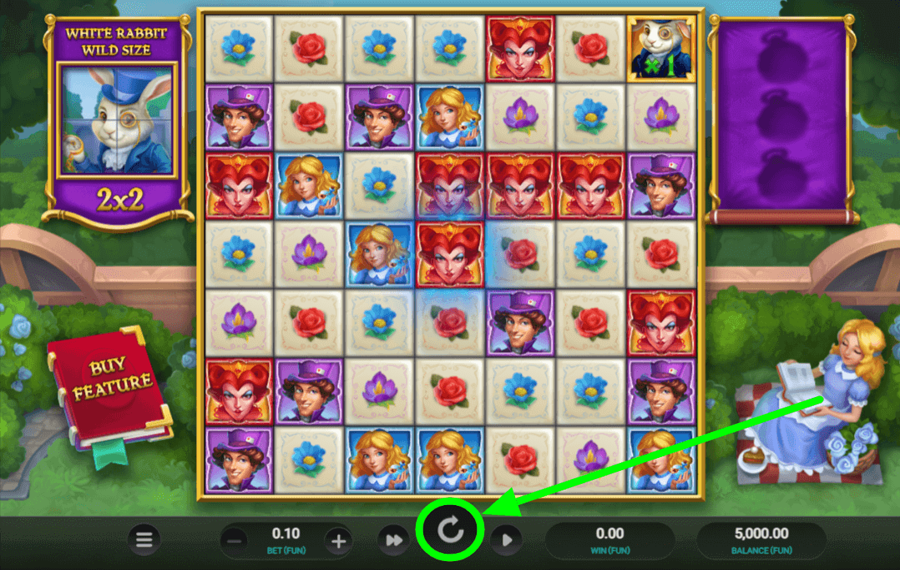 Plunderland Click on the “Spin” button.