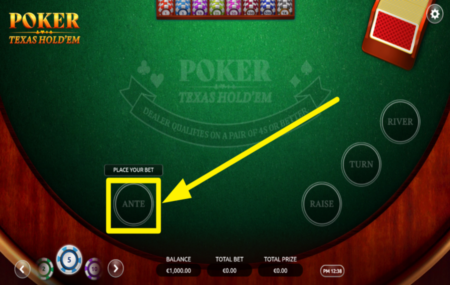 Poker Texas Hold Em PLACER LA MISE ANTE.