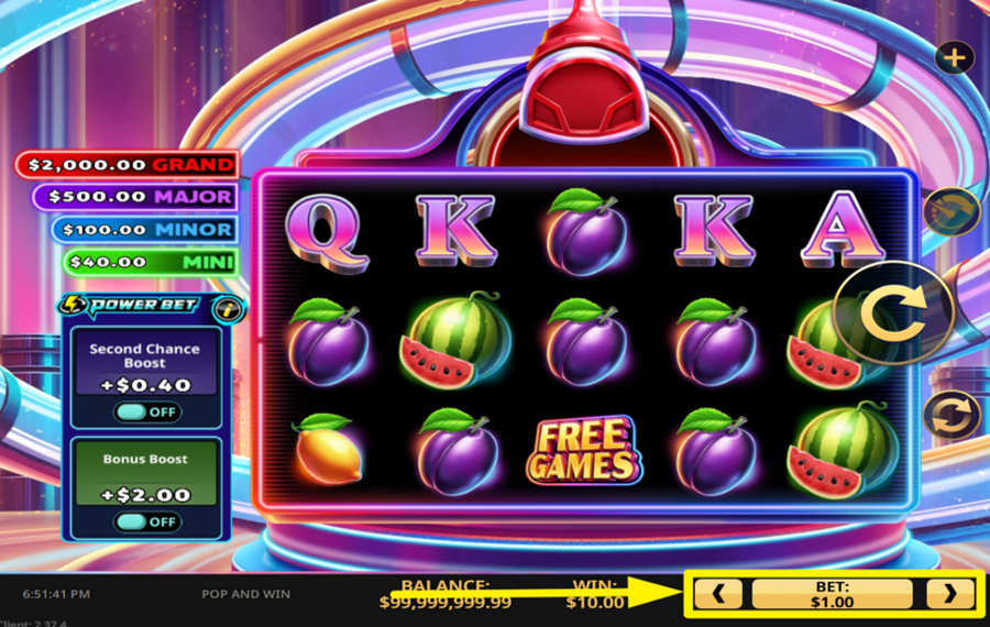 Pop and Win SCEGLI L'IMPORTO DELLA TUA SCOMMESSA.