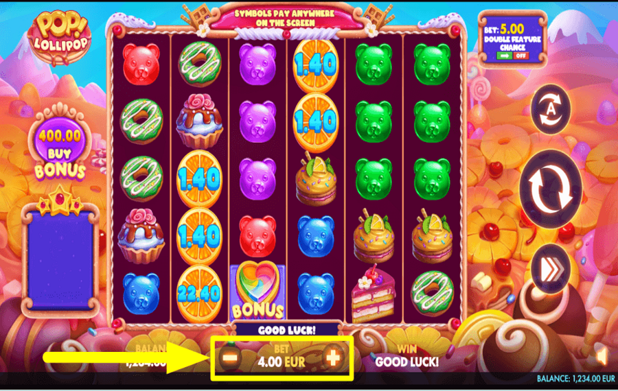 POP Lollipop ADJUST THE WAGER.