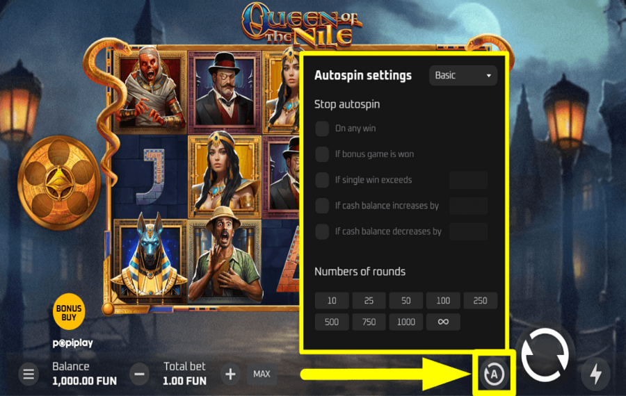 Popiplay Queen of the Nile AVVIA I GIOCHI AUTOMATICI.